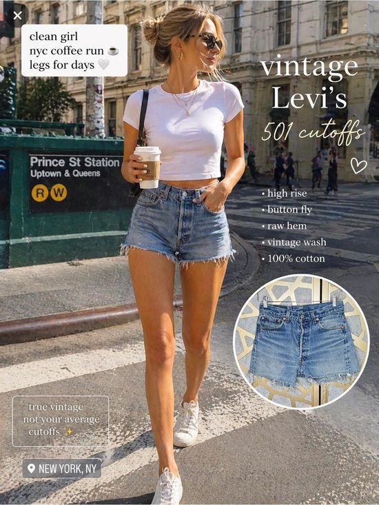 Levi's Pants - Levi’s 501 Style Vintage Denim Cutoff Shorts Distressed Raw Hem Blue Size 30